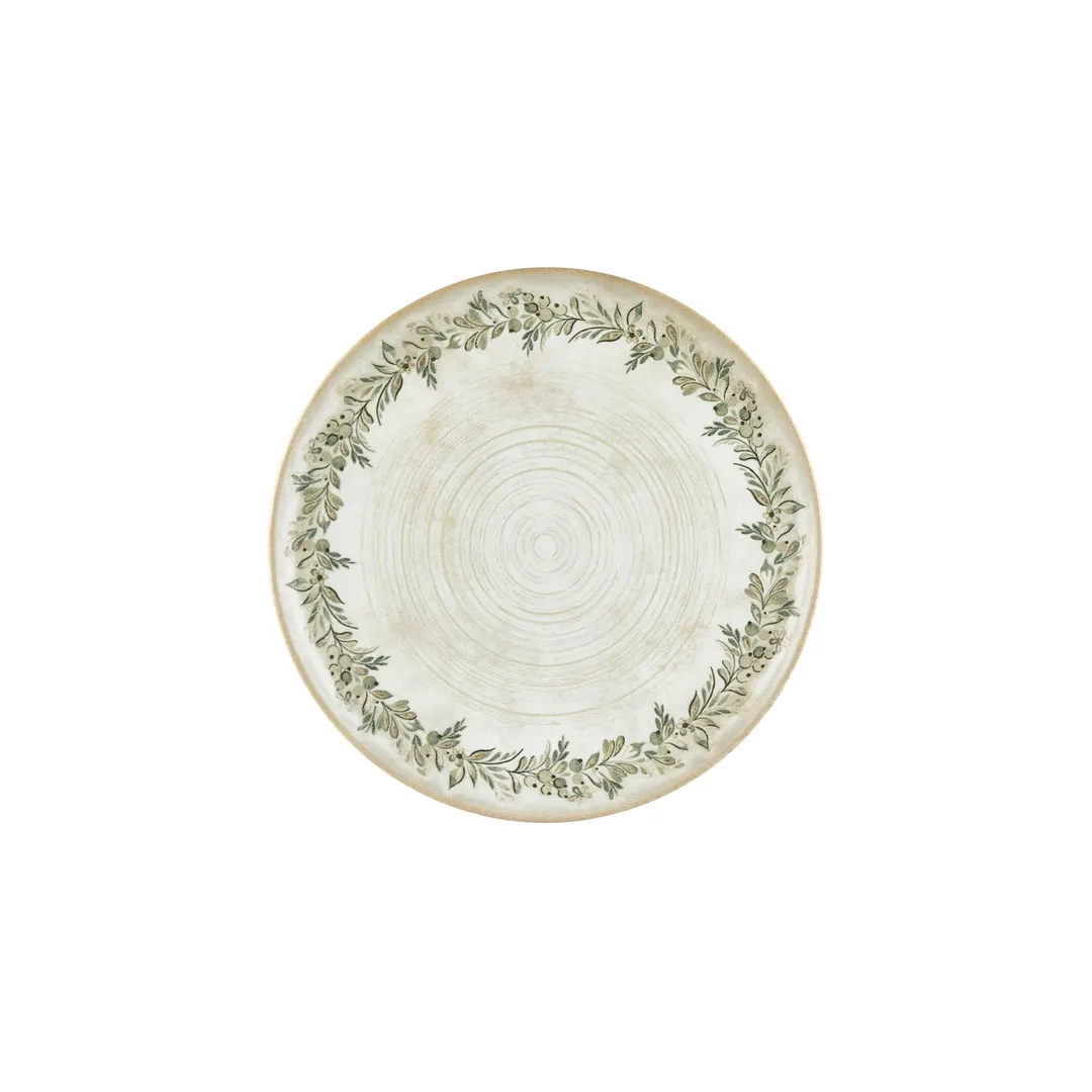 Turgla T-OLVZT27DZ-12 Oliva Round China Plate, 10.75" Diameter, Green Vitrified Porcelain