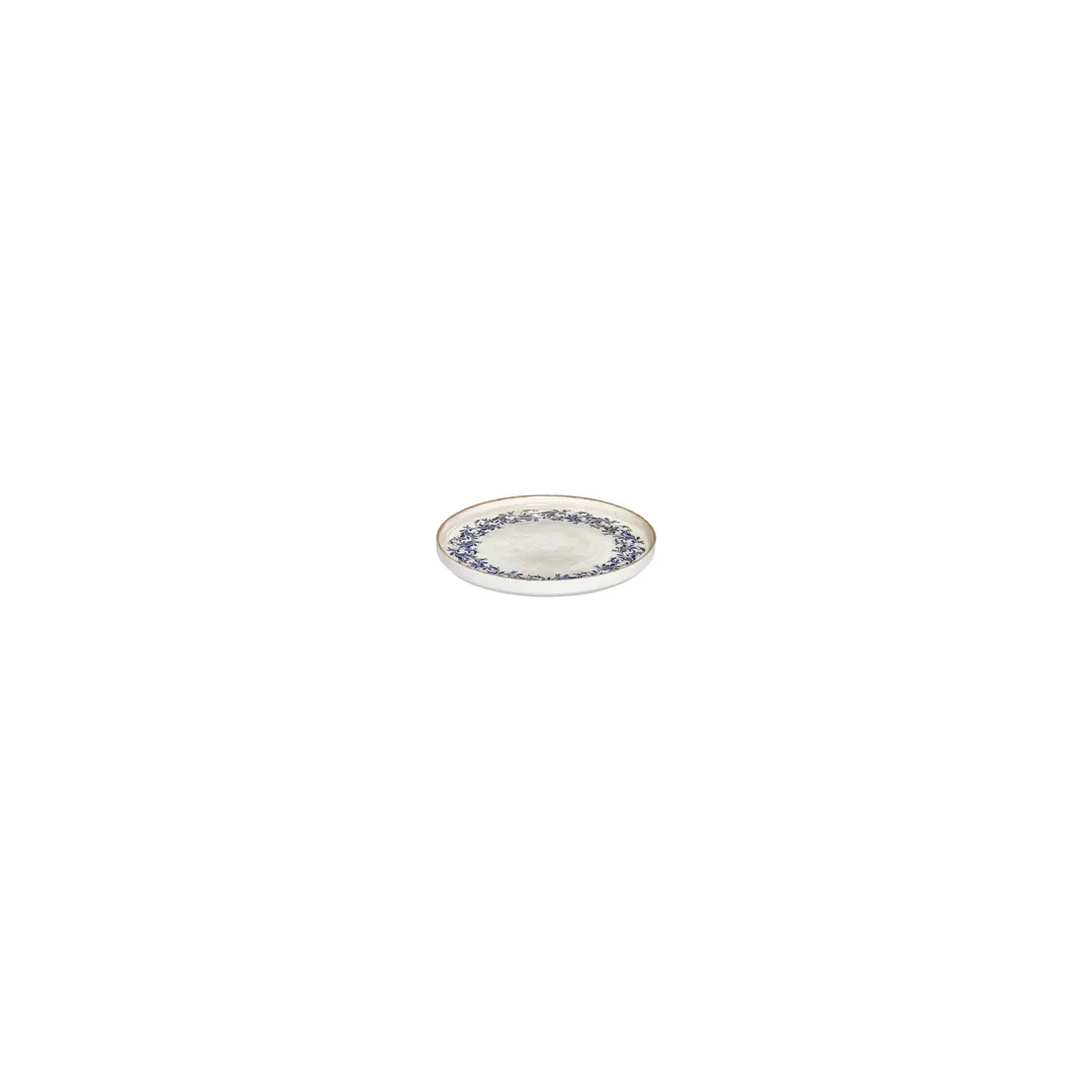 Turgla T-RKRAHL11CK-24 Kario Plate, 4.25" Diameter x 1" Height, Round Blue Vitrified Porcelain