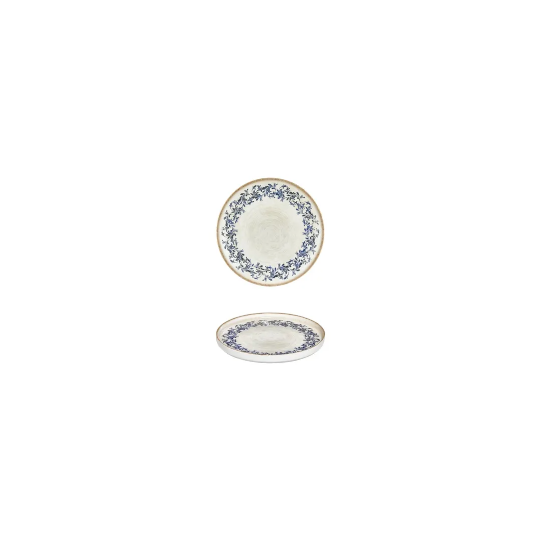 Turgla T-RKRAHL11CK-24 Kario Plate, 4.25" Diameter x 1" Height, Round Blue Vitrified Porcelain