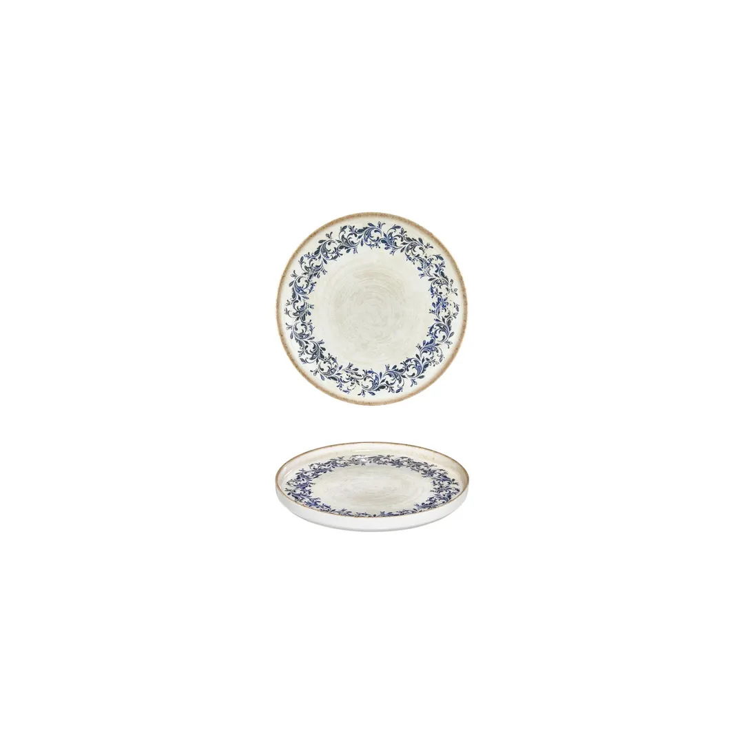 Turgla T-RKRAHL14CK-12 Kario Plate, 5.5" Diameter x 1" Height, Blue Vitrified Porcelain Dinnerware