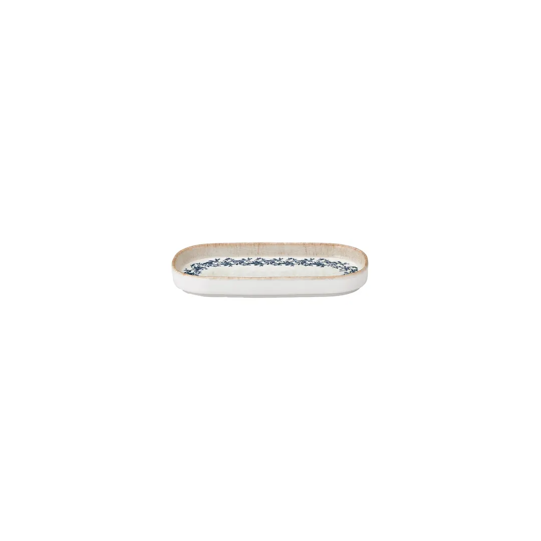 Turgla T-RKRAHL205OV-12 Oval Platter, 7.75" x 3.75" x 1" Porcelain, Blue Vitrified Finish