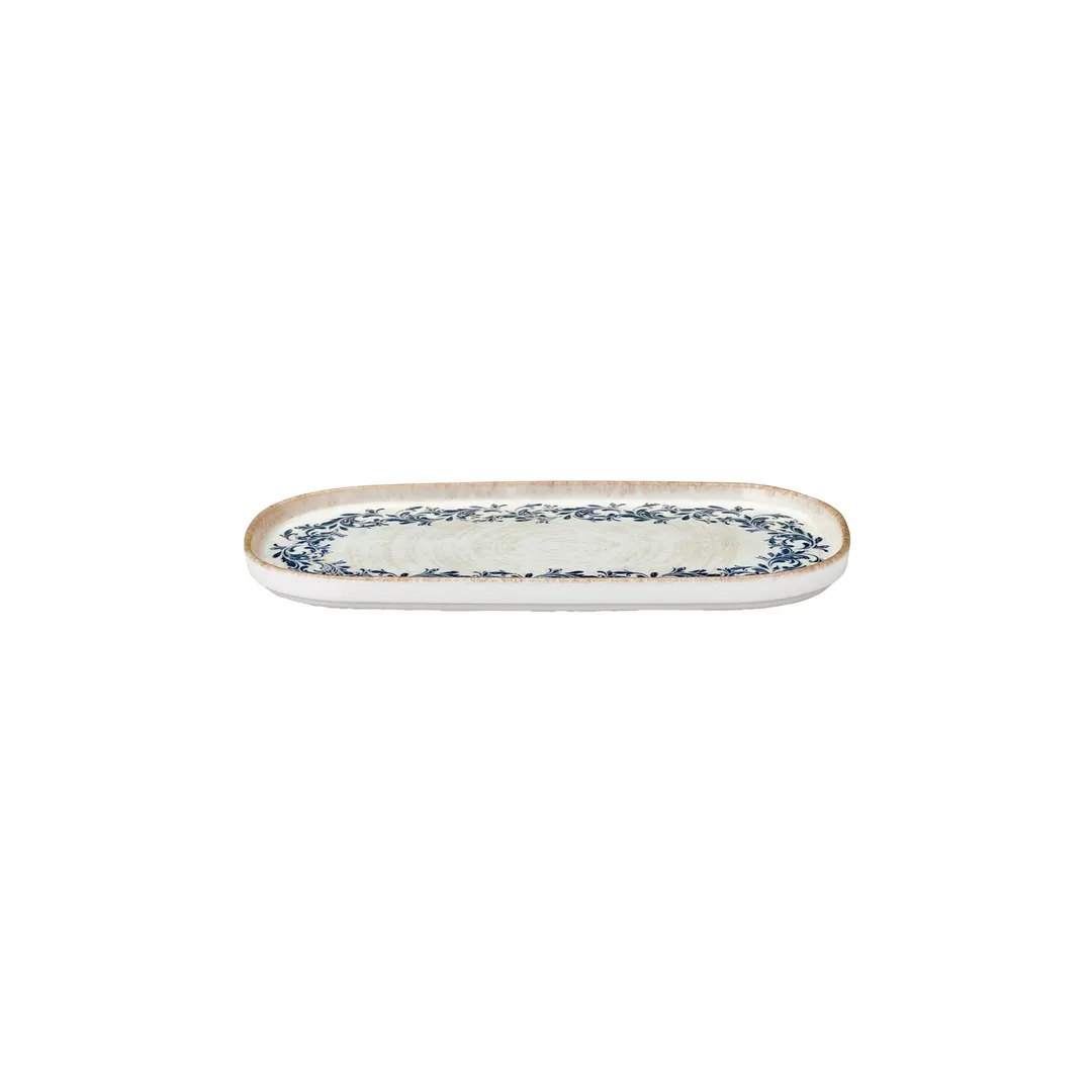 Turgla T-RKRAHL30OV-6 Oval China Platter, 11.75" x 6.25" x 0.75" Porcelain Vitrified Blue - 1/Each