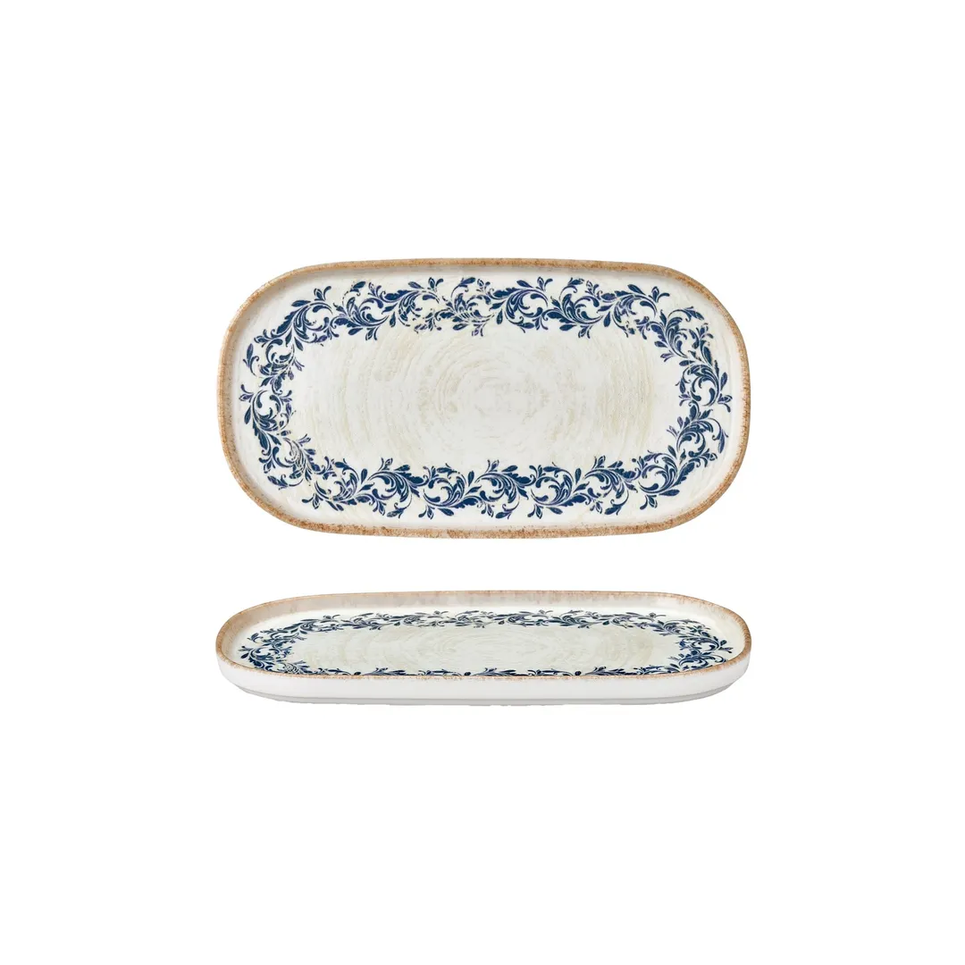 Turgla T-RKRAHL30OV-6 Oval China Platter, 11.75" x 6.25" x 0.75" Porcelain Vitrified Blue - 1/Each