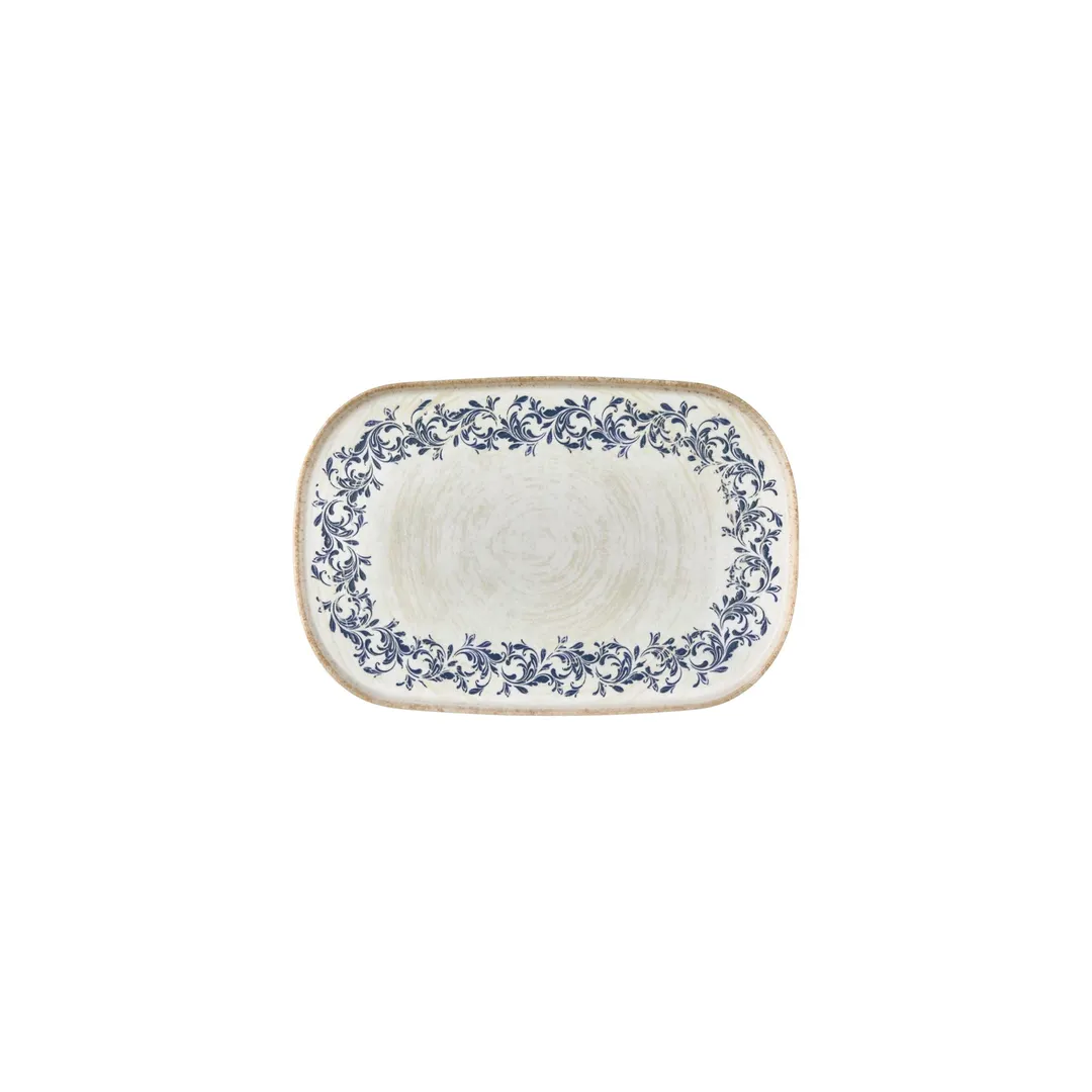 Turgla T-RKRAHL34OV-6 Oval China Platter, 13.5" x 9" x 0.75" Porcelain, Blue Finish - 1/Each