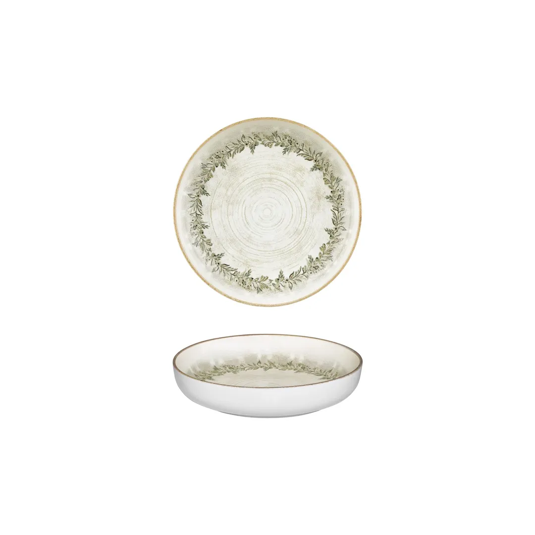 Turgla T-ROLVCP19CK-6 Round China Plate, 7.5" Dia x 1.5" H, 24 oz, Green Vitrified Porcelain