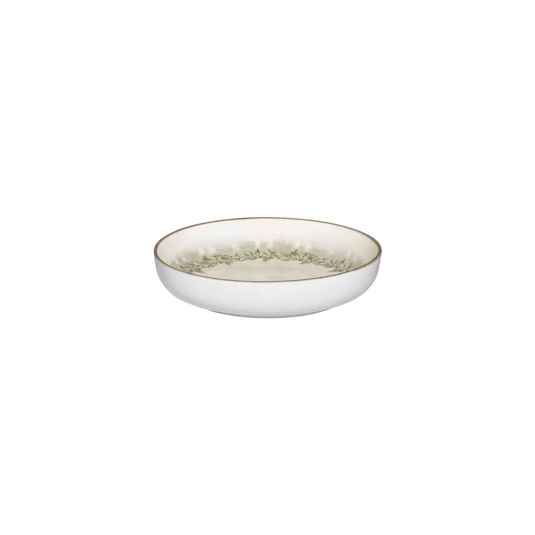 Turgla T-ROLVCP23CK-6 Deep Round Plate, 9" Dia x 2" H, 42 oz Green Vitrified Porcelain