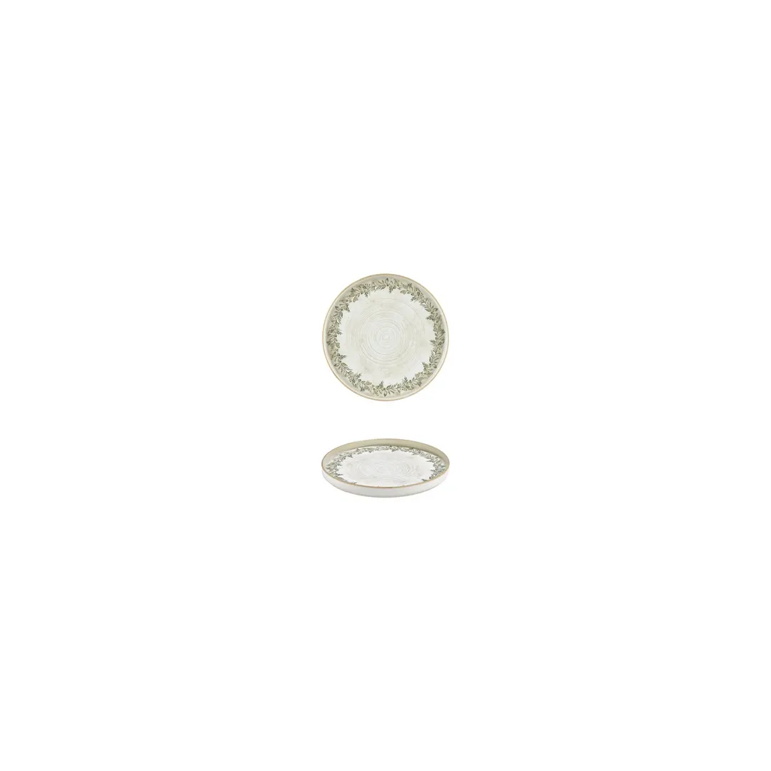 Turgla T-ROLVHL09CK-24 Oliva Plate, 3.5" Diameter x 1" Height, Green Vitrified Porcelain Dinnerware