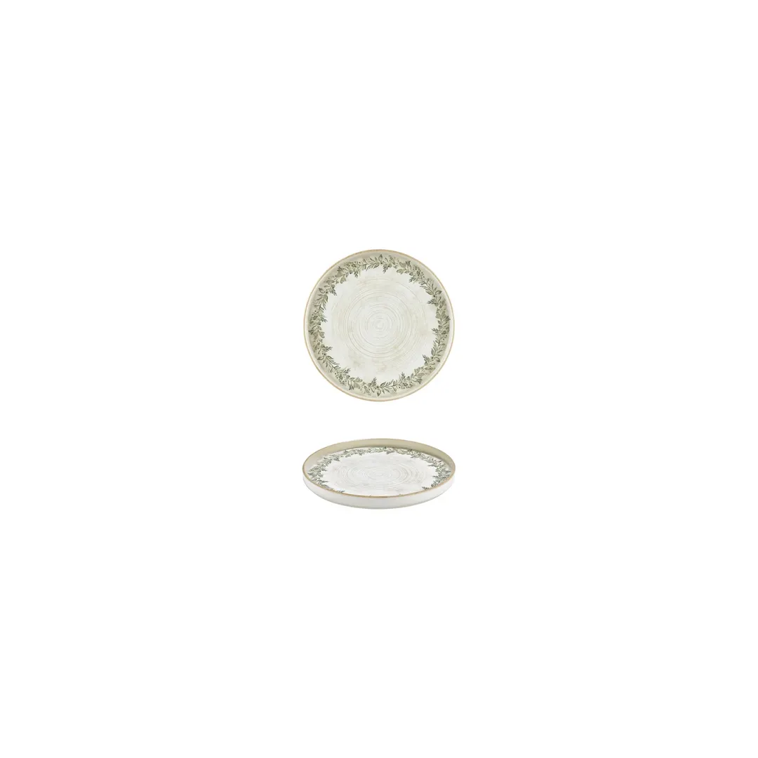 Turgla T-ROLVHL11CK-24 Oliva Round Plate, 4.25" Dia x 1" H, Porcelain, Green Vitrified Finish
