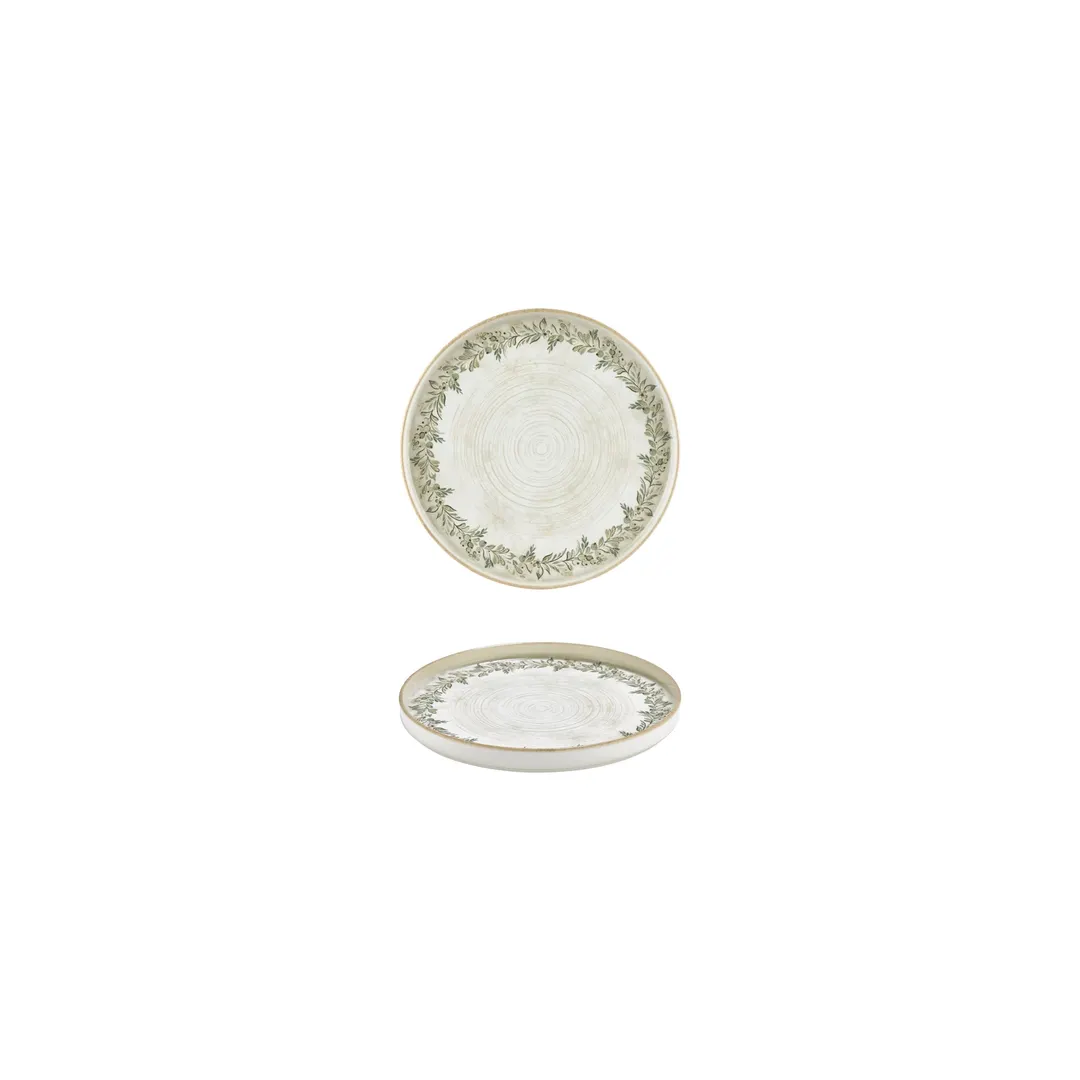 Turgla T-ROLVHL14CK-12 Oliva Round Plate, 5.5" Diameter x 1" Height, Porcelain, Green Finish