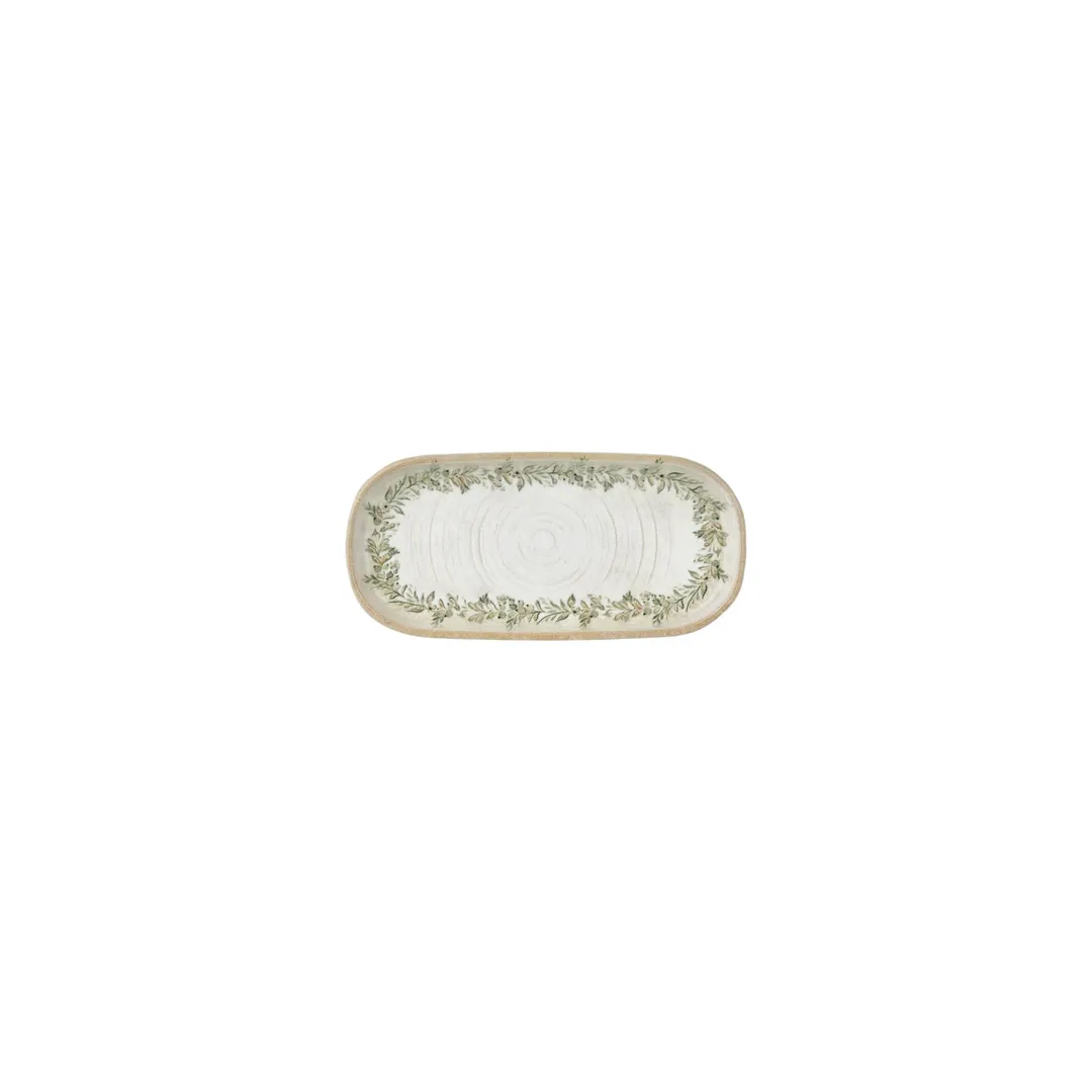 Turgla T-ROLVHL205OV-12 Oliva Oval Platter, 7.75" x 3.75" x 1" Green Porcelain Vitrified Dinnerware