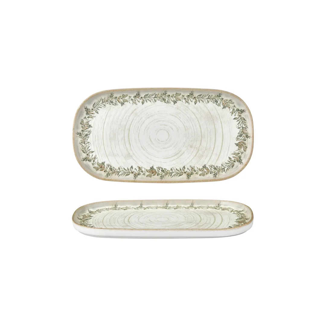 Turgla T-ROLVHL30OV-6 Oliva Oval Platter 11.75" x 6.25" x 0.75" Porcelain Green Vitrified - Individual