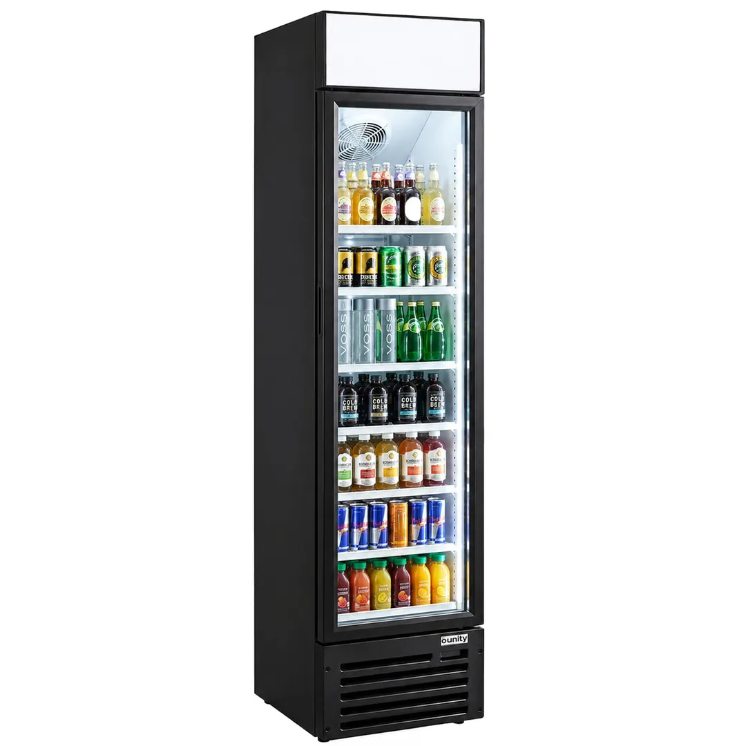 Unity U-17M Merchandiser Refrigerator – 16.5" W, 5.12 cu ft, Black, Bottom‑Mounted, 1/6 HP, R290