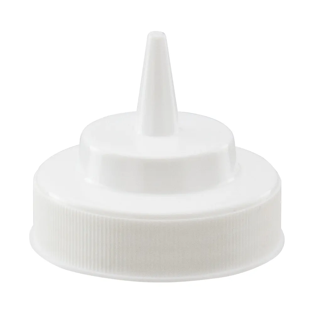 Winco PSW-C-LID Wide Mouth Squeeze Bottle Lid, Clear/White Standard Top, Single Tip, 1 Dozen