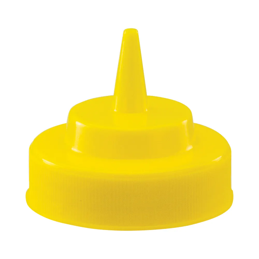 Winco PSW-Y-LID - Wide Mouth Squeeze Bottle Lid, Yellow Standard Top, Single Tip, 1 Dozen