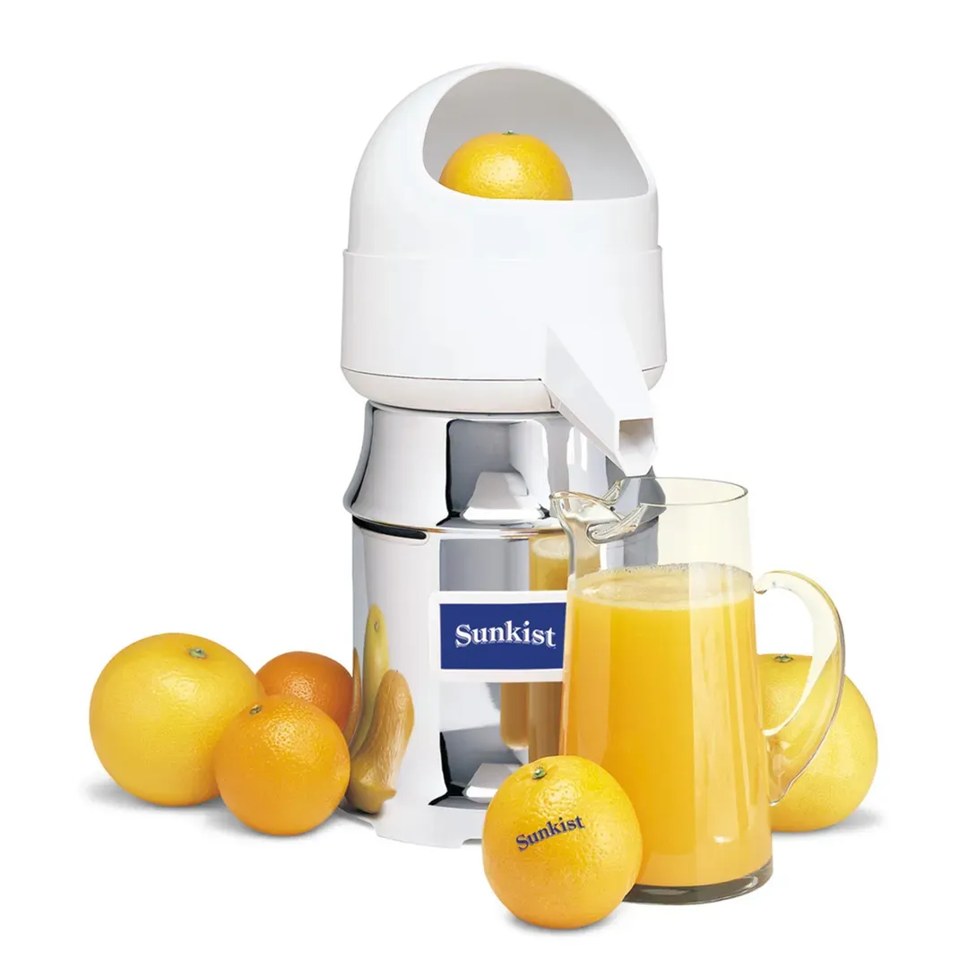 Sunkist J-1 17" Electric Citrus Juicer, 20 gal/hr, Chrome‑Plated Steel w/ White Dome - 1/4 HP - 115V