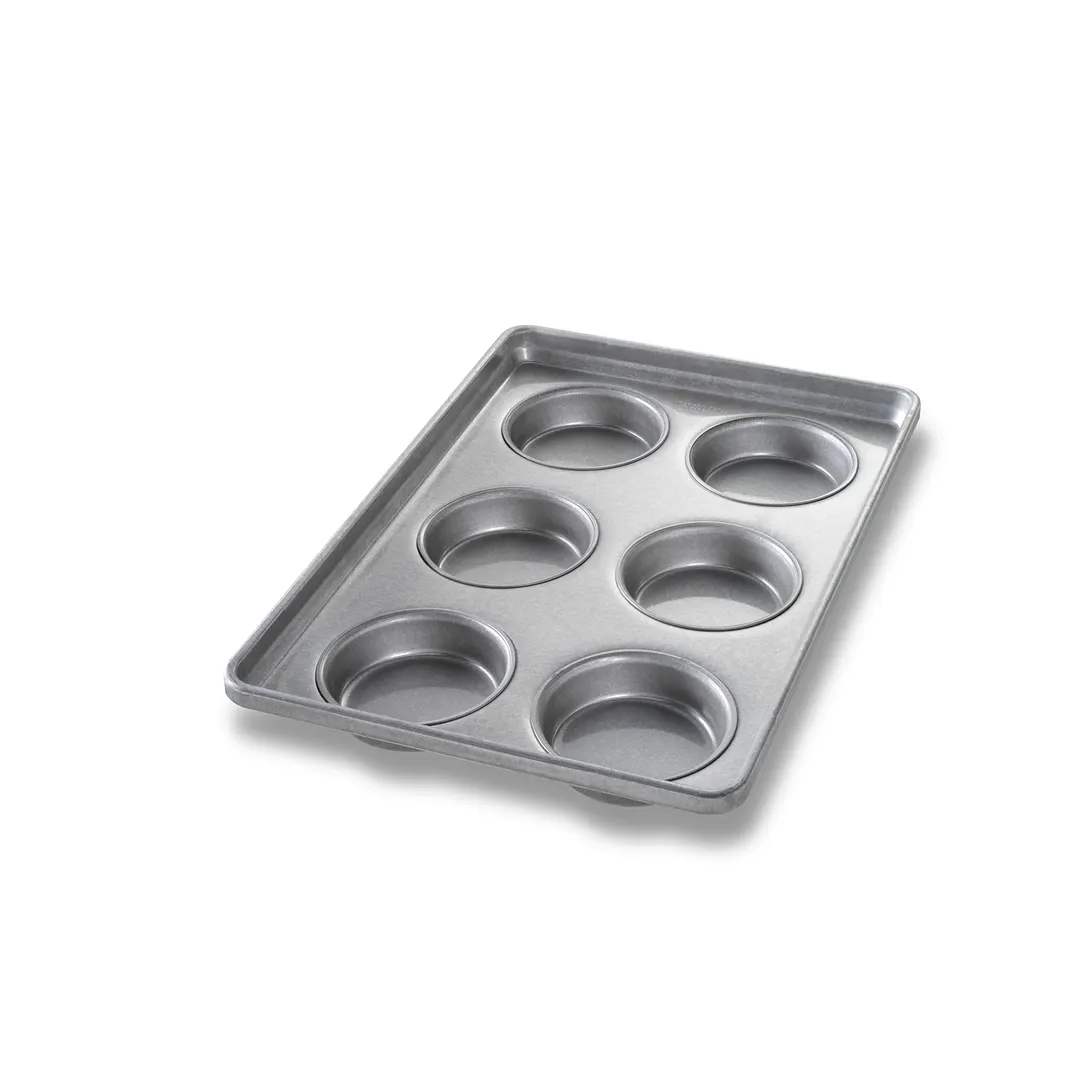 Chicago Metallic Bakeware 41006 Hamburger Bun Pan, 12" x 17-5/8", 6 Cup, Steel, ePlus Non‑PFAS