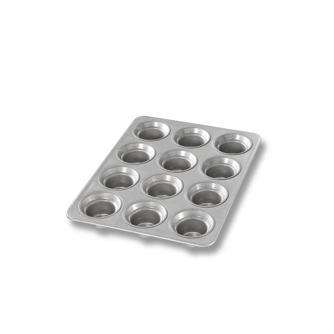 Chicago Metallic Bakeware 42754 Mini Crown Muffin Pan, 10"5/8 x 13"7/8 overall, 12 cup 2-3/4" muffins, 3 oz each, 26‑gauge aluminized steel, AMERICOAT® ePlus silicone glaze, non‑PFAS, Made in USA