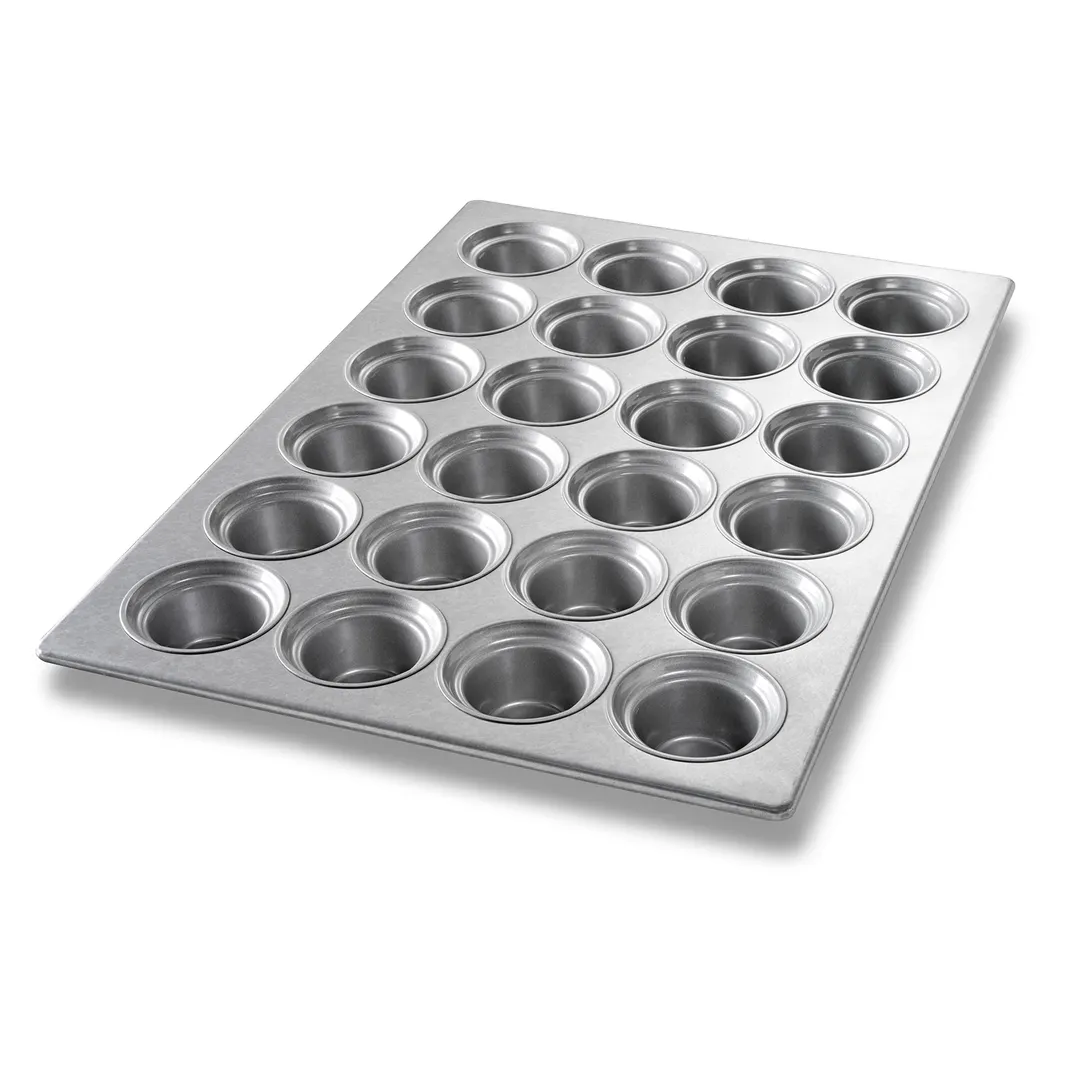 Chicago Metallic Bakeware 43026 Crown Muffin Pan, 24‑Cup, 17‑7/8"×25‑7/8", 3‑5/8" Muffins, 7.3 oz, 22‑Gauge Aluminized Steel, AMERICOAT® ePlus Silicone Glaze, Non‑PFAS, USA Made