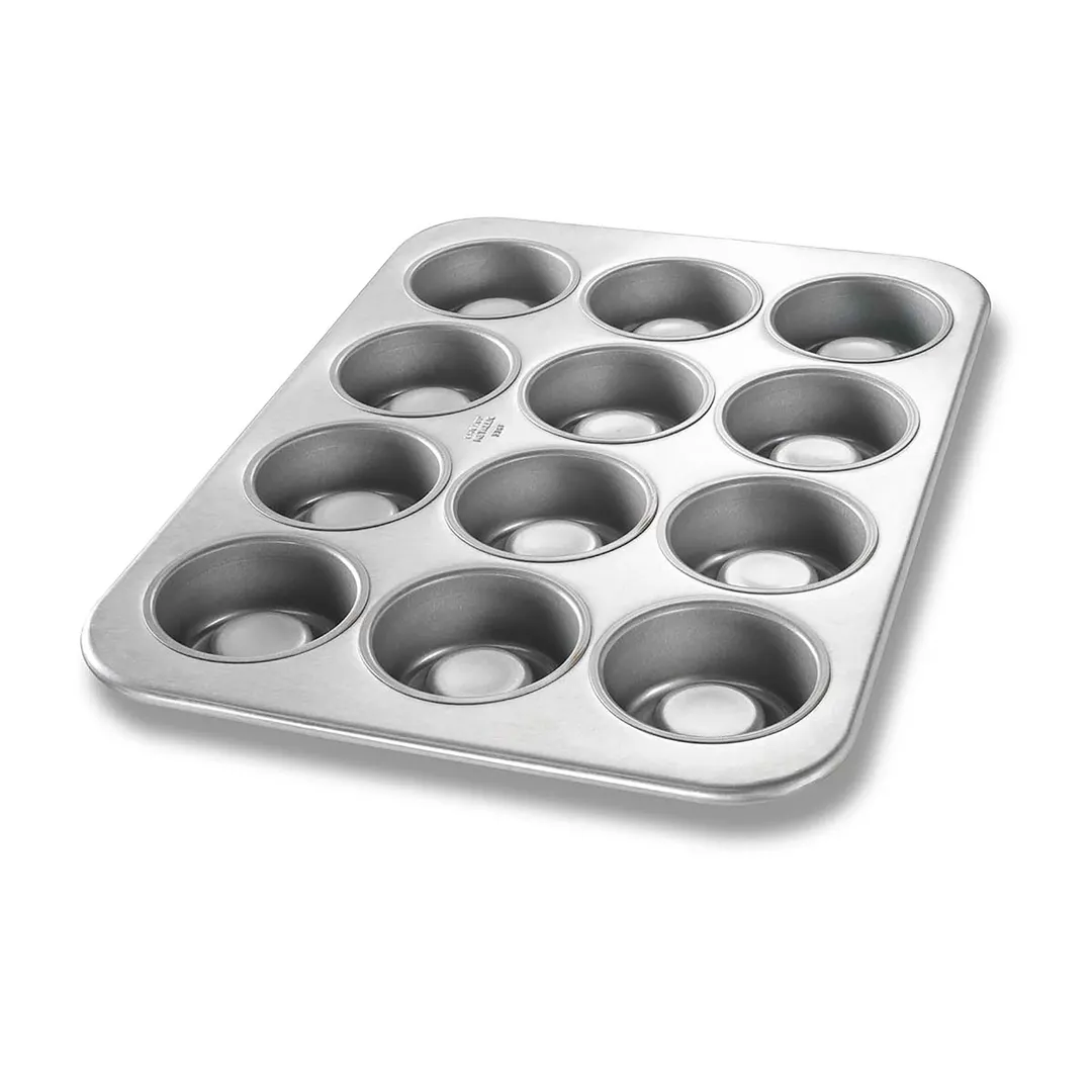 Chicago Metallic 43385 Shortcake Muffin Pan, 12.9" x 17.9" x 1.5", 12 Cup, Steel, AMERICOAT® Glaze