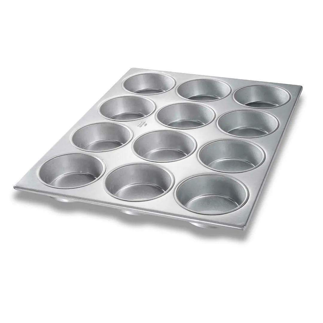 Chicago Metallic Bakeware 44215 Mini-Cake Pan - 15.5" x 20.5", 12 Cakes 4.25" Dia, 10.5 oz, 26‑Gauge Aluminized Steel, AMERICOAT® ePlus Silicone Glaze, Non‑PFAS, USA