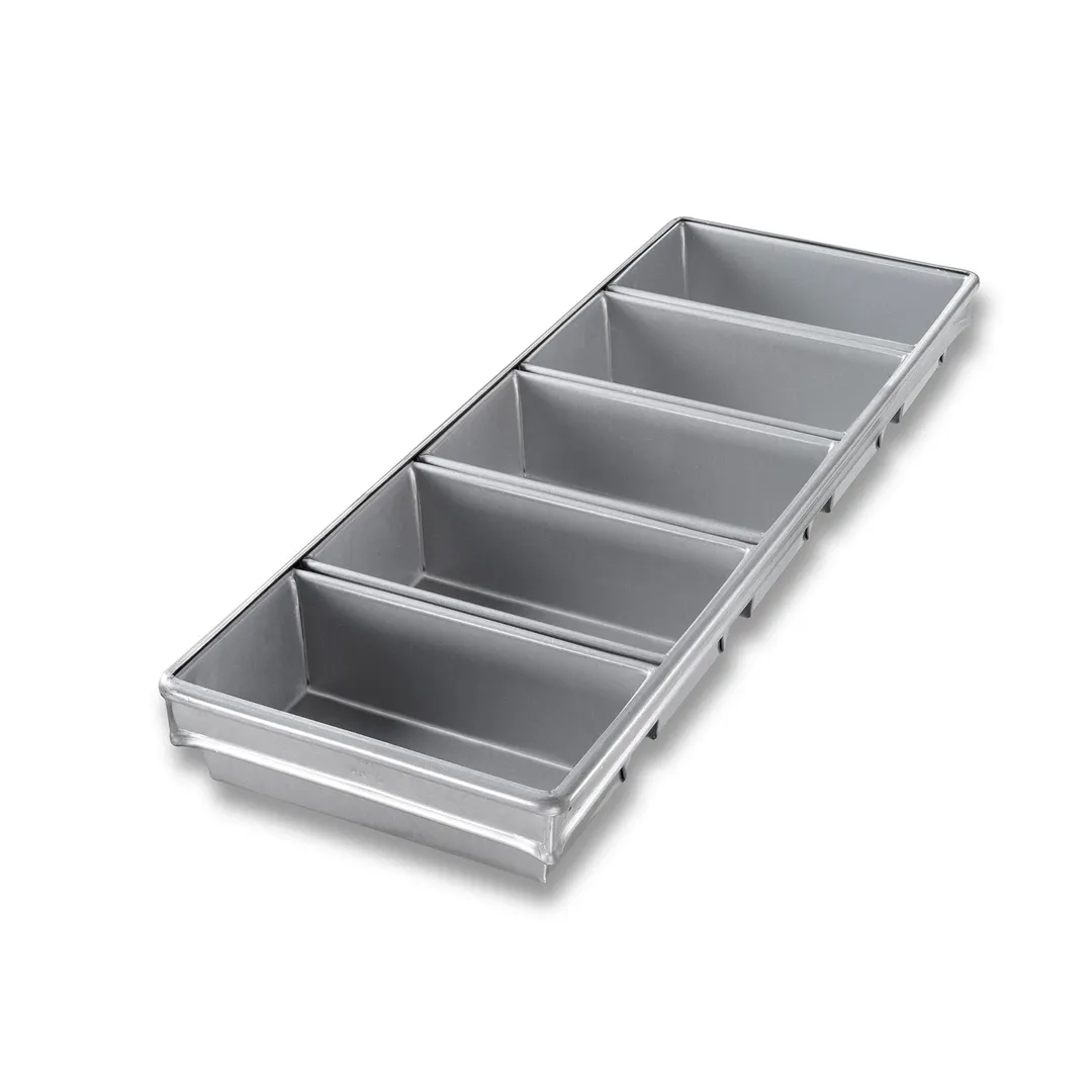 Chicago Metallic Bakeware 44255 5-Pan Bread Loaf Set, 9-7/32" x 26" x 2-3/4", Aluminized Steel, 5/Set