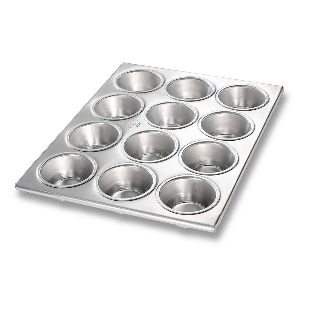 Chicago Metallic Bakeware 46120 - 12‑Cup Muffin Pan, 10"¾ x 14"⅛, 2‑¾" Cakes, 3.8 oz, Aluminum, USA