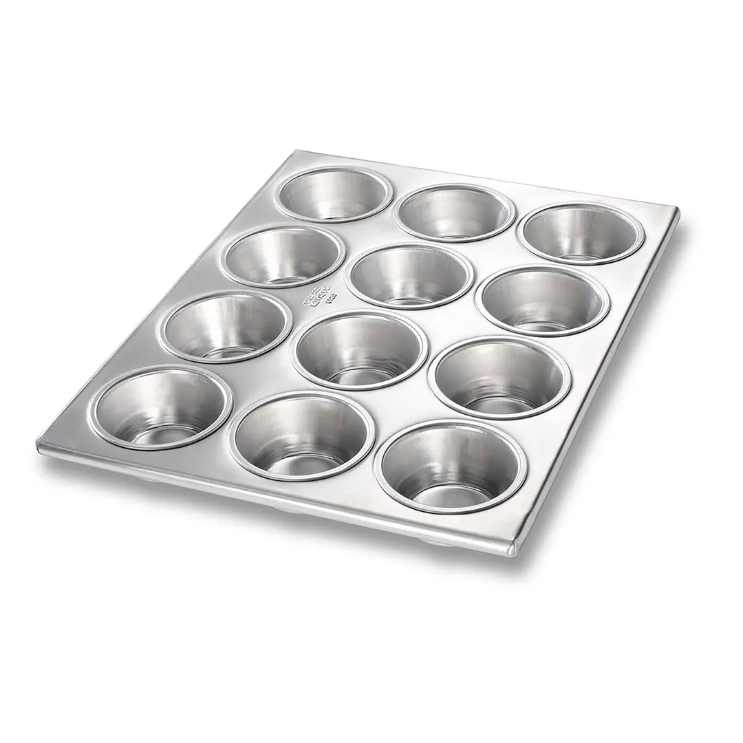 Chicago Metallic Bakeware 46125 Muffin Pan - 12 Cup, 10"¾ x 14"⅛, 2¾" Dia, AMERICOAT® Glaze, USA