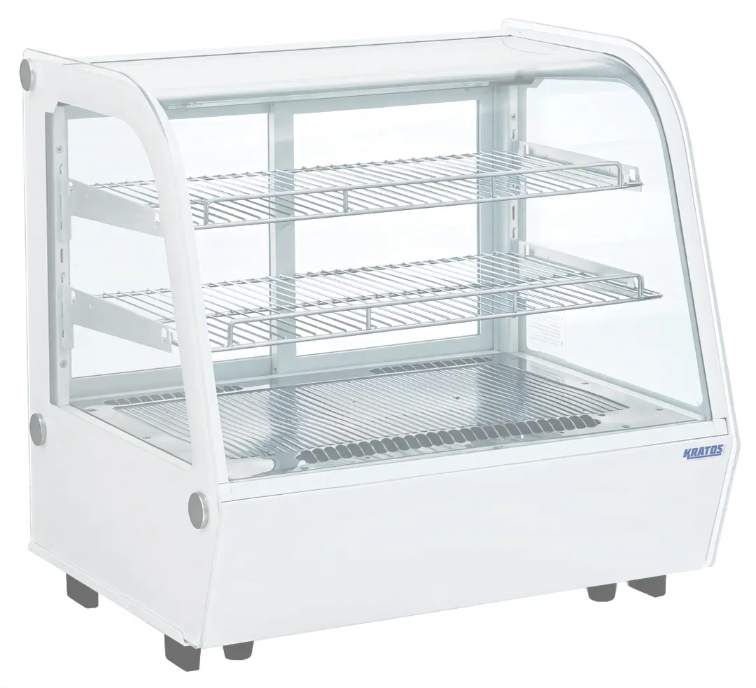 Hubert 106293 Refrigerated Bakery Display Case, 27.6"W x 22.4"D x 27"H, 2.3 cu ft, White Curved Glass