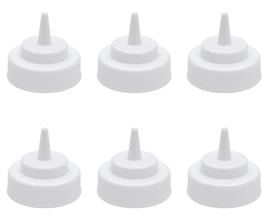 Hubert 118558 Kratos Squeeze Bottle Lid, 16 oz White Polyethylene, Standard Top Single Tip - Set