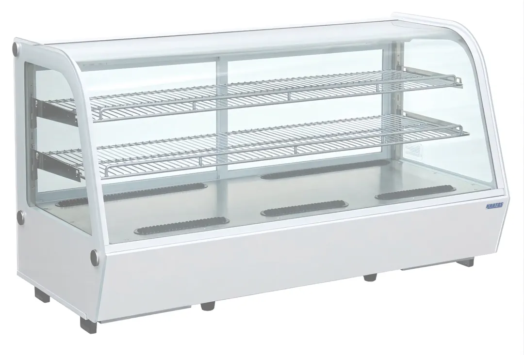 Hubert 120415 48"W x 22.4"D x 27"H Bakery Display Case, 4.24 cu ft., White Glass, 2 Shelves, 33-40°F