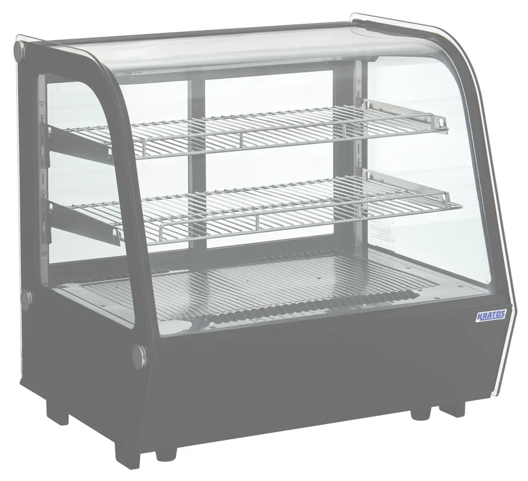 Hubert 132695 Kratos 29C-004 Display Case, 27.6"W x 22.4"D x 27"H, Black Glass, 2 Shelves, 1/3 HP, 115V