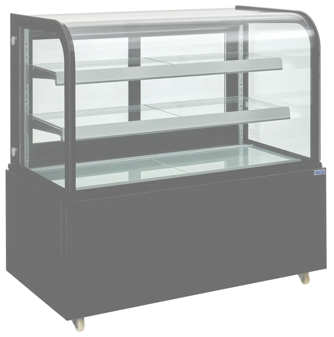 Hubert 152796 Bakery Display Case, 48.8"W x 27.1"D x 47.4"H, 7.42 cu ft, Black, Curved Glass, 33-40°F
