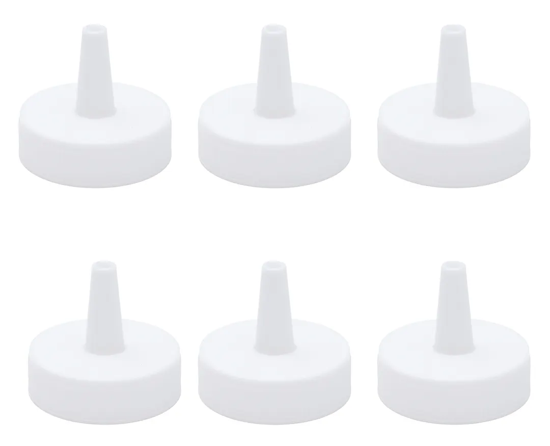 Hubert 174807 Kratos Squeeze Bottle Lid, 8 Oz, White Polyethylene, Standard Top Single Tip - Set
