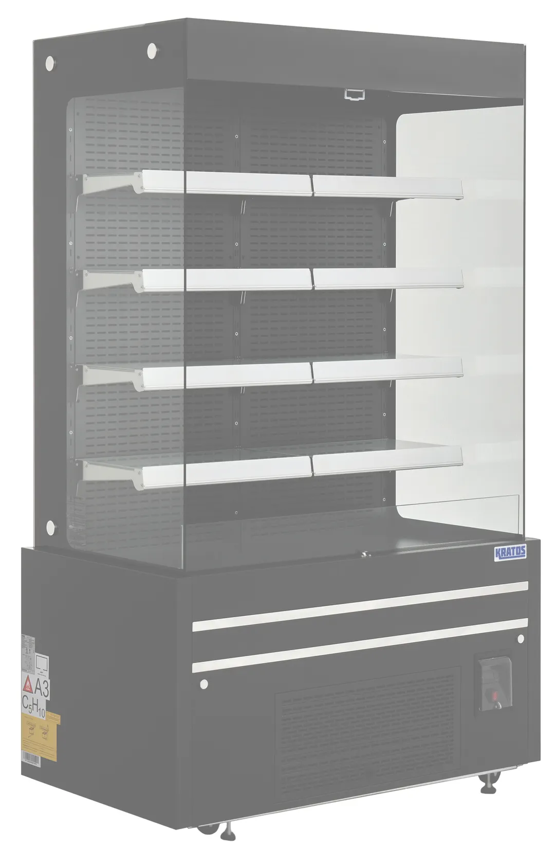 Hubert 212024 - 17.6 cu ft. 36" Open Air Merchandiser, Black, LED, 4 Glass Shelves, Auto Defrost