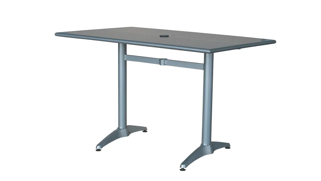 Hubert 21621 Outdoor Table, CenPro Table, 48"W x 32"D, Umbrella Hole, Powder-Coated Aluminum