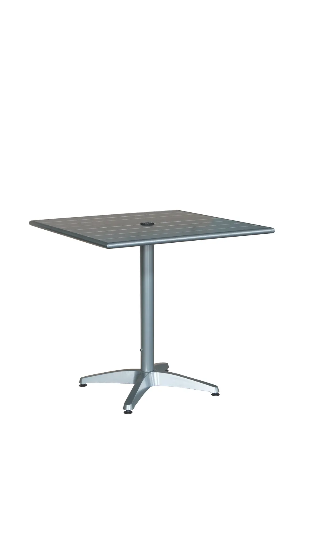 Hubert 61633 Outdoor Table, CenPro Table, 32" W x 32" D, Dining Height, Silver Powder-Coated