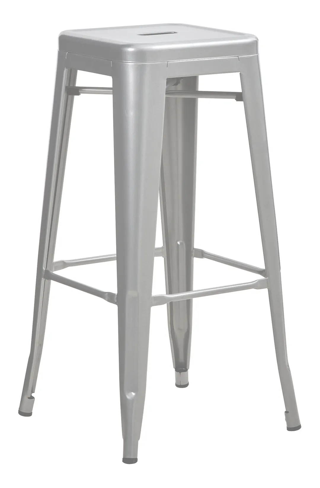 Hubert 67846 Outdoor Bar Stool, CenPro Barstool, 400 lb Capacity, Backless, Silver Finish, Light
