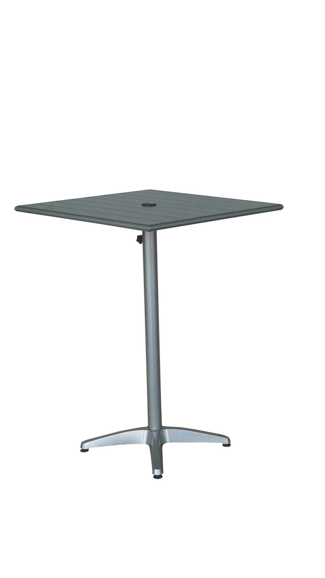 Hubert 81624 Outdoor Table, CenPro Table, 32" W x 32" D x 30" H, Umbrella Hole, Silver Aluminum