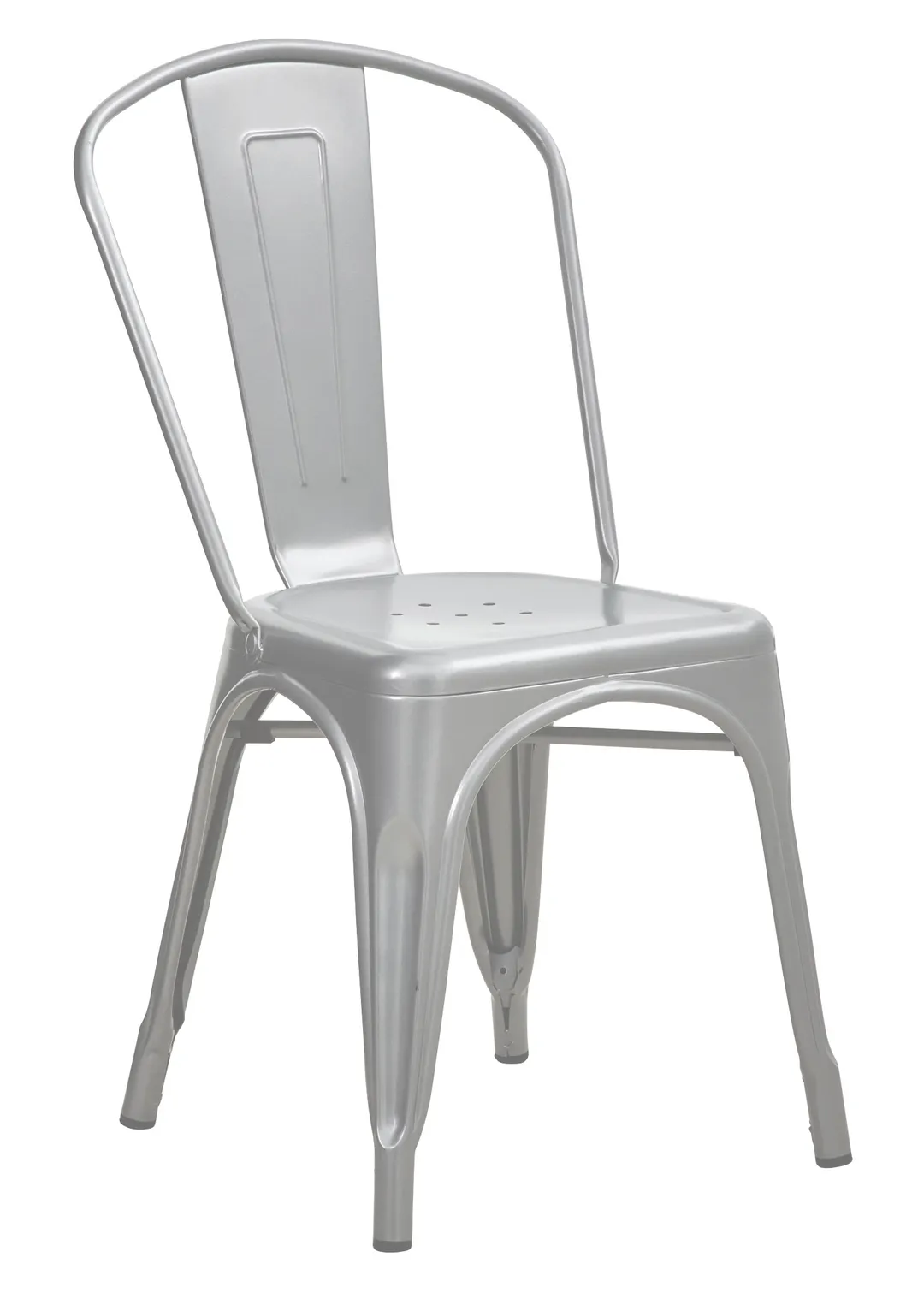 Hubert 92605 Outdoor Side Chair, CenPro Cafe Chair, 400 lb Capacity, Ergonomic Steel, Silver