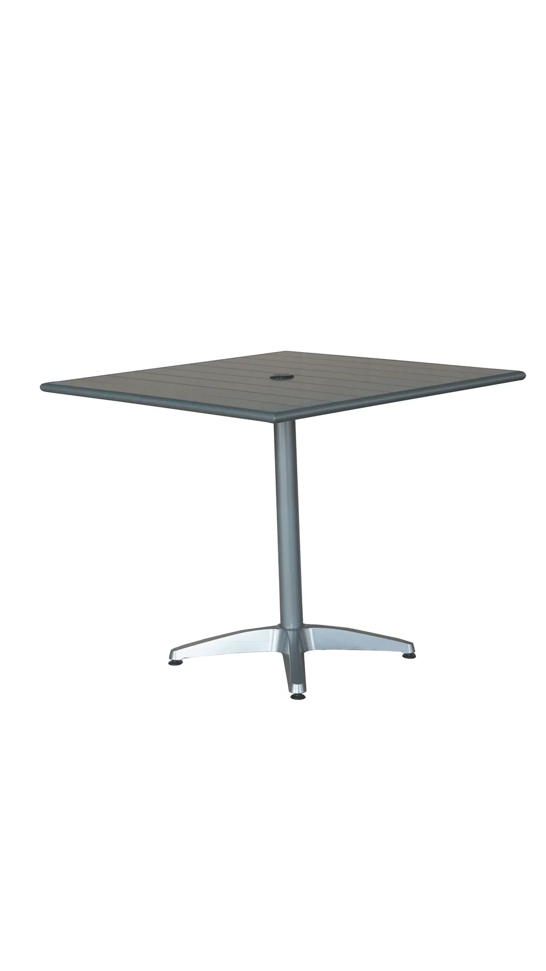 Hubert 93091 Outdoor Table, CenPro Table, 36"W x 36"D x 30"H, Umbrella Hole, Aluminum Silver