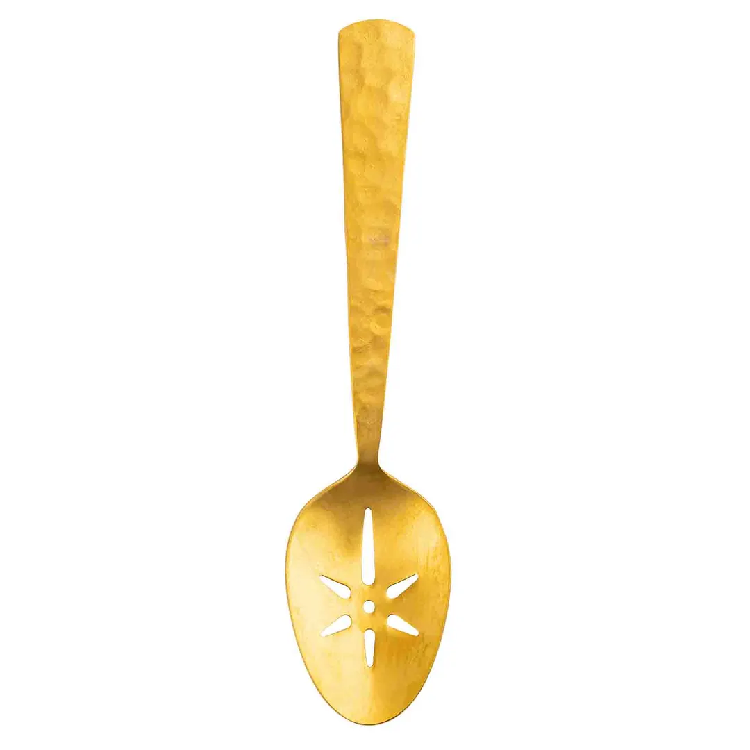 TableCraft Products 12994 - Dinner Spoon, 2" x 1" x 9", Slotted Gold PVD Stainless Steel