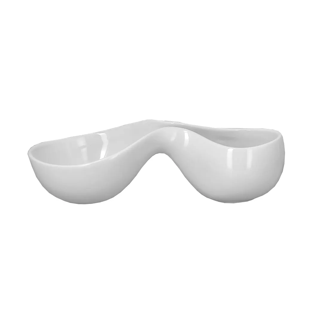 RAK Porcelain APDB30 - 2‑Compartment Bowl, 10.15 oz, 8.85" L x 4.9" W, Ivoris, Safe - 3/Case