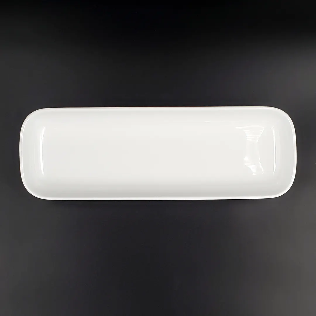 RAK Porcelain ASAURBN33 - Rectangular China Plate, 13" x 4.35" x 1.4", Porcelain Coupe Rim - 12/Case