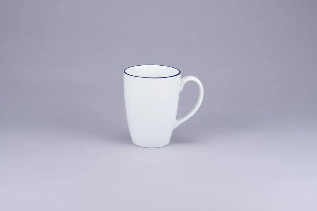 RAK Porcelain ASBAFMG36CD25145 Flora Mug, 12.14 oz 3.4" Dia x 4.5" H White with Blue Rim - 12/Case