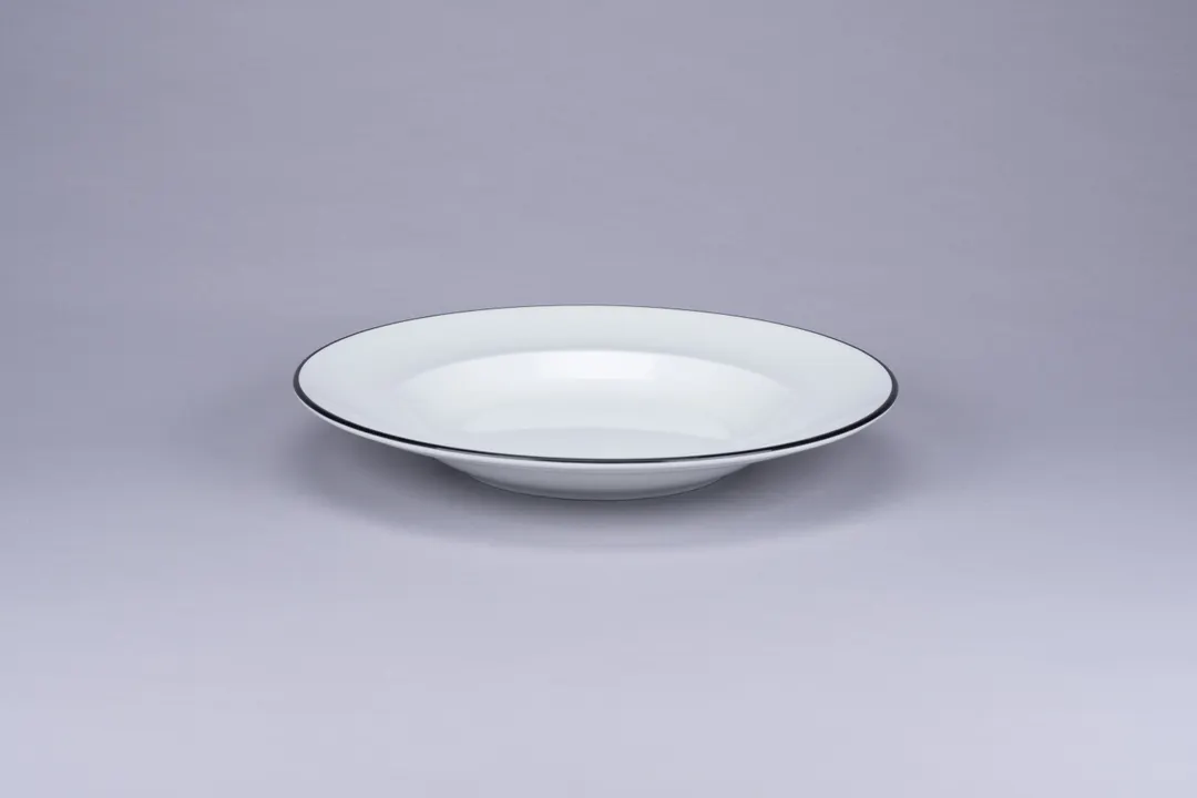 RAK Porcelain ASCLDP26CD25147 Deep Pasta Bowl, 10" Diameter, 32.8 oz, White Black Rim - 12/Case