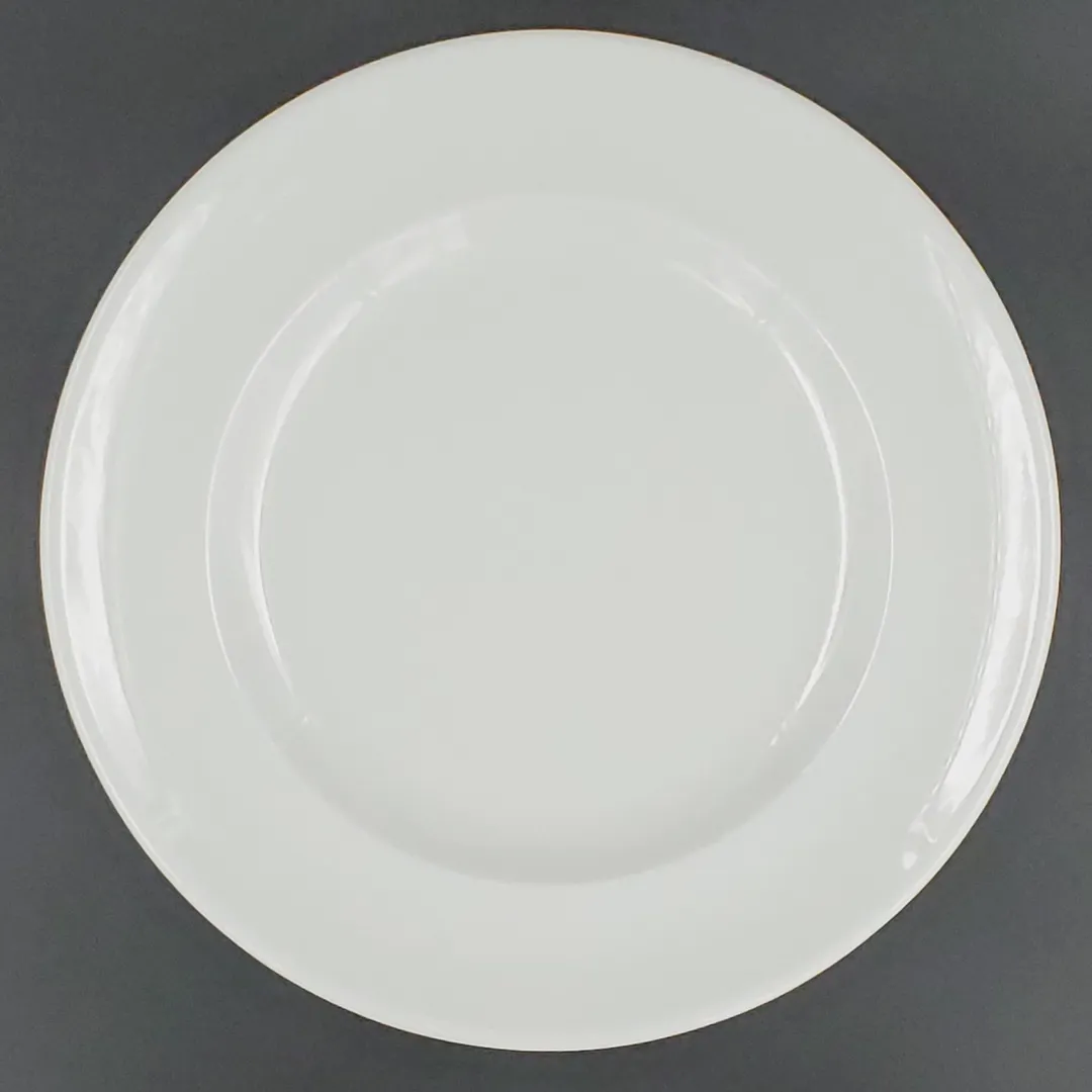 RAK Porcelain ASCLFP31 Round Plate, 12"5 Diameter, White Porcelain, Flat Wide Rim - 6/Case