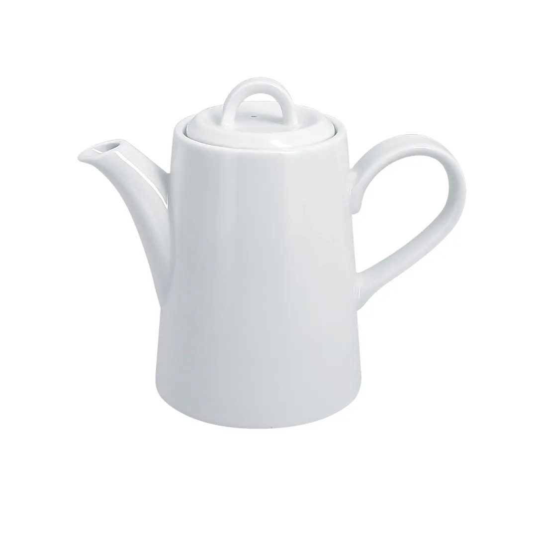 RAK Porcelain ASCP35 - 11-5/6 Oz White Coffee Pot with Lid, Oven Microwave Dishwasher Safe - Case