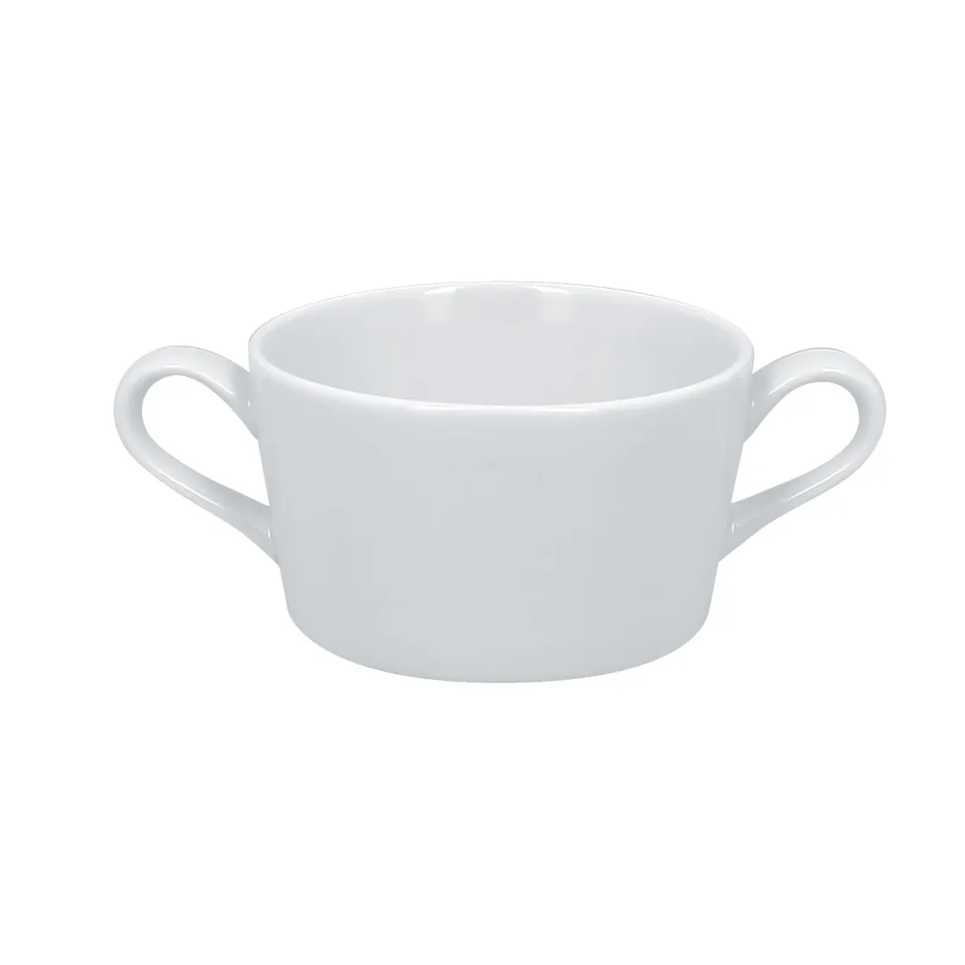 RAK Porcelain ASCS30 - 10 oz Soup Bowl with Double Handles, White Porcelain, Oven Safe - 12/Case