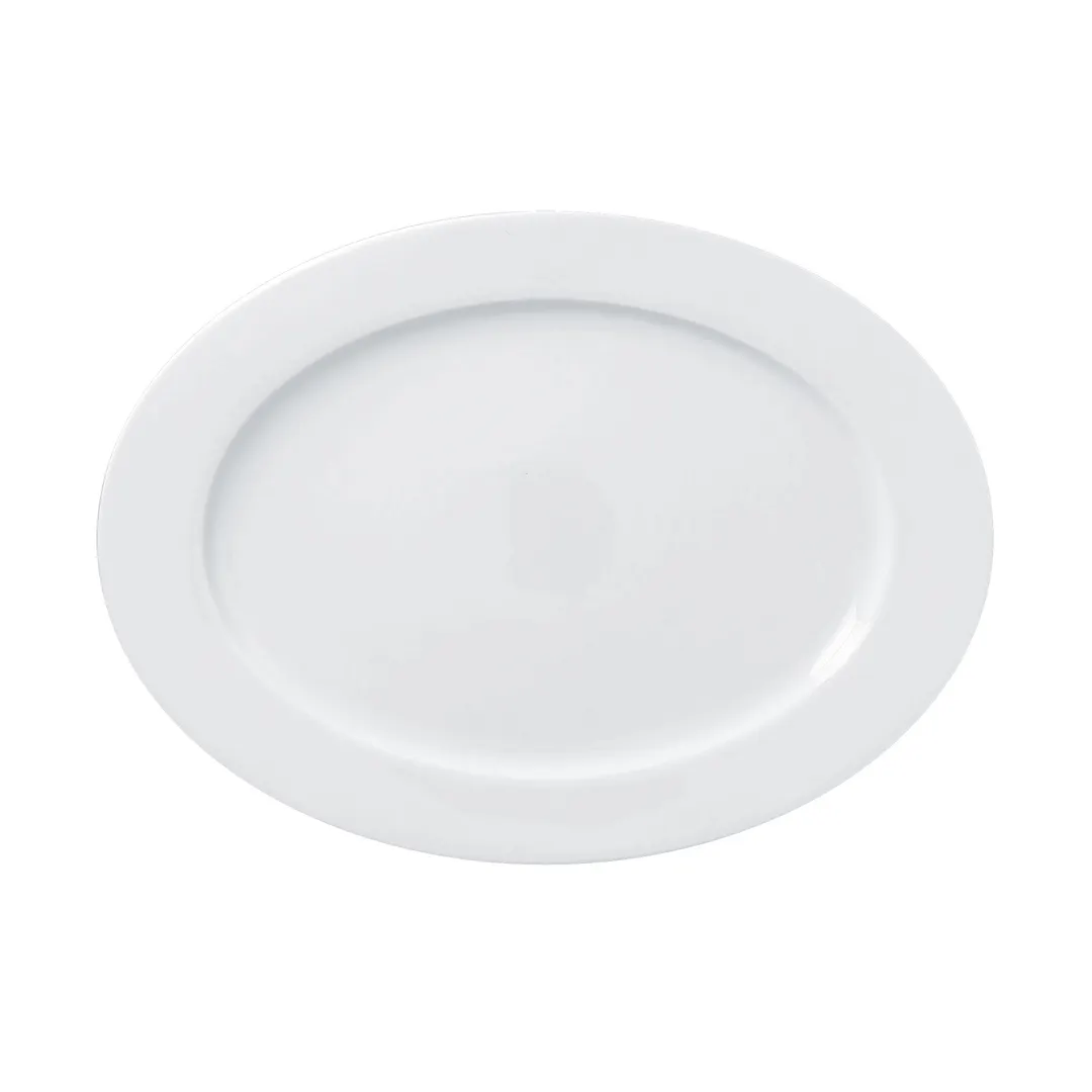 RAK Porcelain ASOP36 - Oval 14" x 10" Porcelain Platter, Wide Rim, Dishwasher Safe - 6/Case