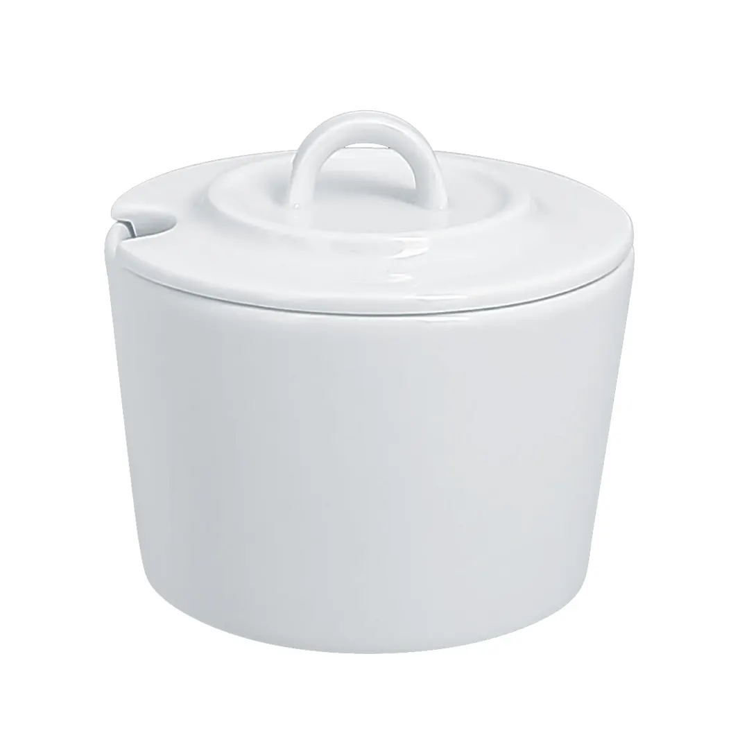 RAK Porcelain ASSU23 Sugar Bowl, 7‑Ounce Porcelain Lid, Reinforced Oven‑Microwave Safe - 12/Case